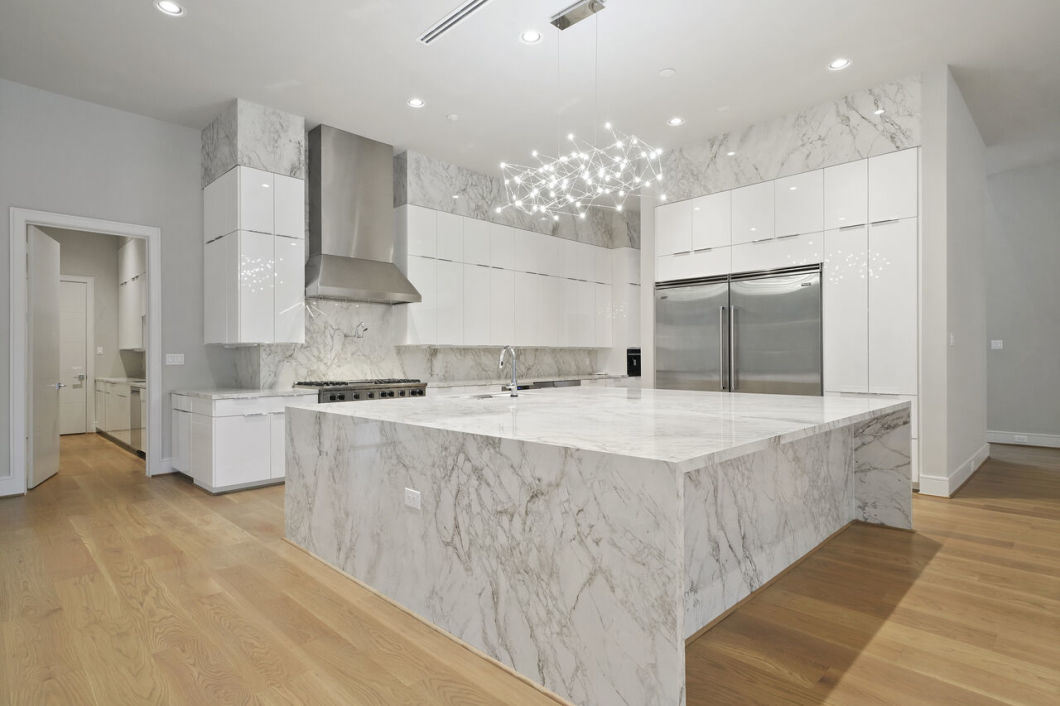 Custom Calacatta Quartz Stone Table Top, White Veins Grey Quartz Stone