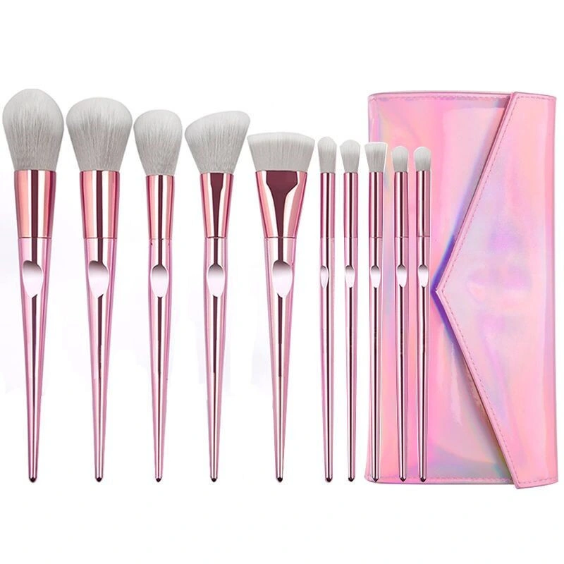 Wholesale Customized Pink Marble 10PCS Eyebrow Shadow Makeup Brush Kit