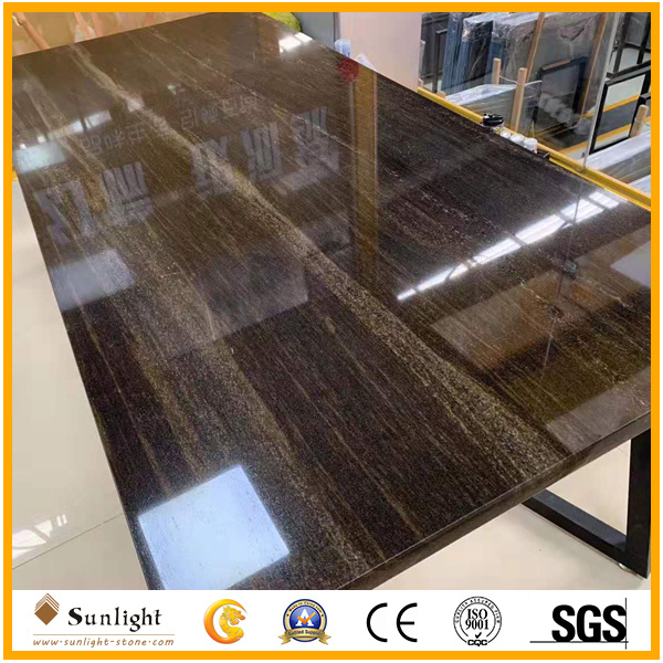 Popular Gold Veins Elegant Quicksand Brown Marble Slabs for Tiles, Countertops