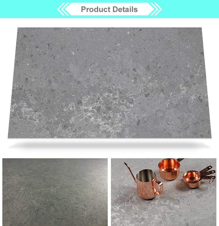 Honed Surfaces Gray Base Quartz Stone Slab with Veins