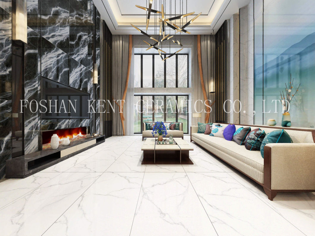 Big Size 750*1500mm Full Body Marble Tile Glazed Glossy Carrara White Floor Wall Tile