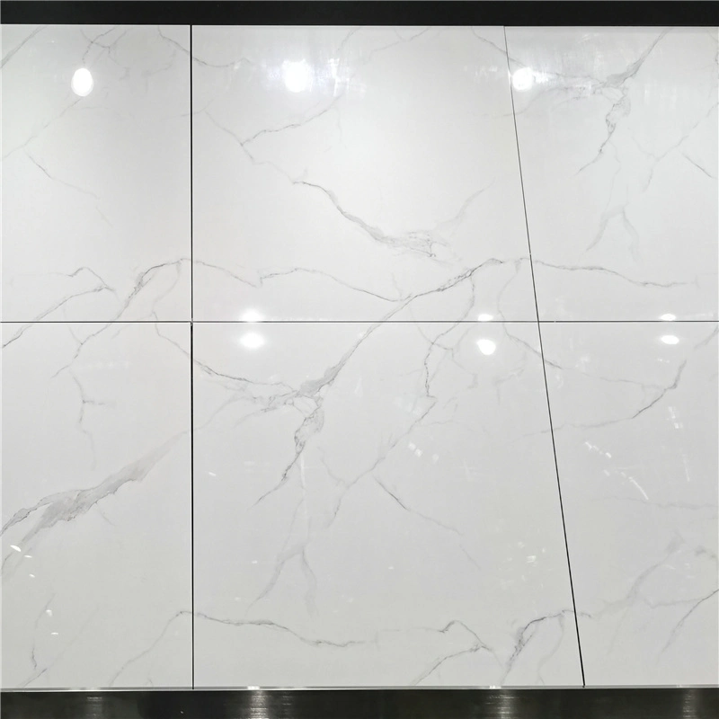 80X80cm Linked Vein Carrara White Marble Looking Porcelain Tile Ceramic for Floor and Wall