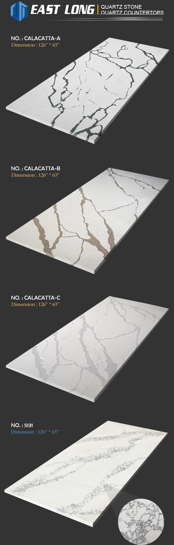 Hot Sale Marble Veins Artificial Calacatta Quartz Slab for Engineered Quartz Stone