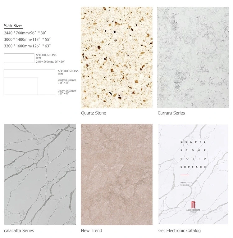 Artificial Stone Carrare Calacatta White Quartz Stone Countertop