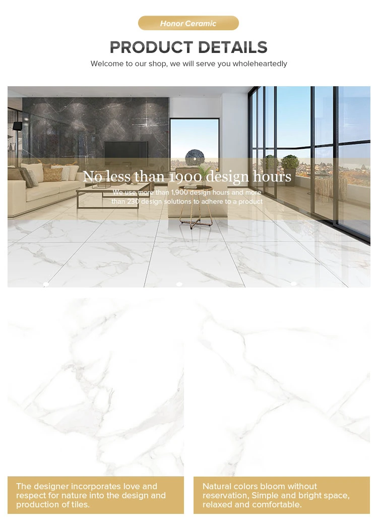 Carrara Calacatta White Marble Glazed Porcelain Tile Flooring Manufacturer