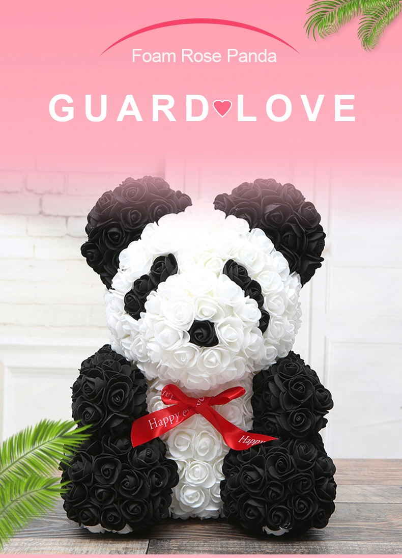 Fashion 40cm PE Panda Decoration Valentine Girlfriend Anniversary Gift Rose Flower Panda