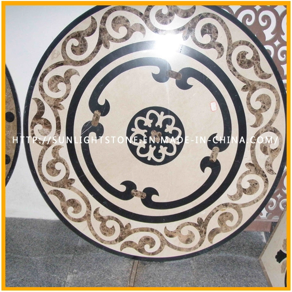 High Quality Yellow/White/Black Oracle Marble Waterjet Medallion for Flooring Decoration