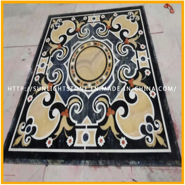 High Quality Yellow/White/Black Oracle Marble Waterjet Medallion for Flooring Decoration