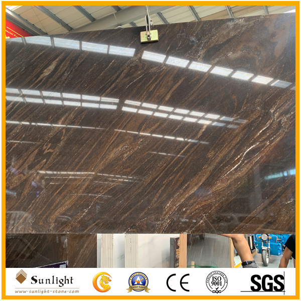 Popular Gold Veins Elegant Quicksand Brown Marble Slabs for Tiles, Countertops