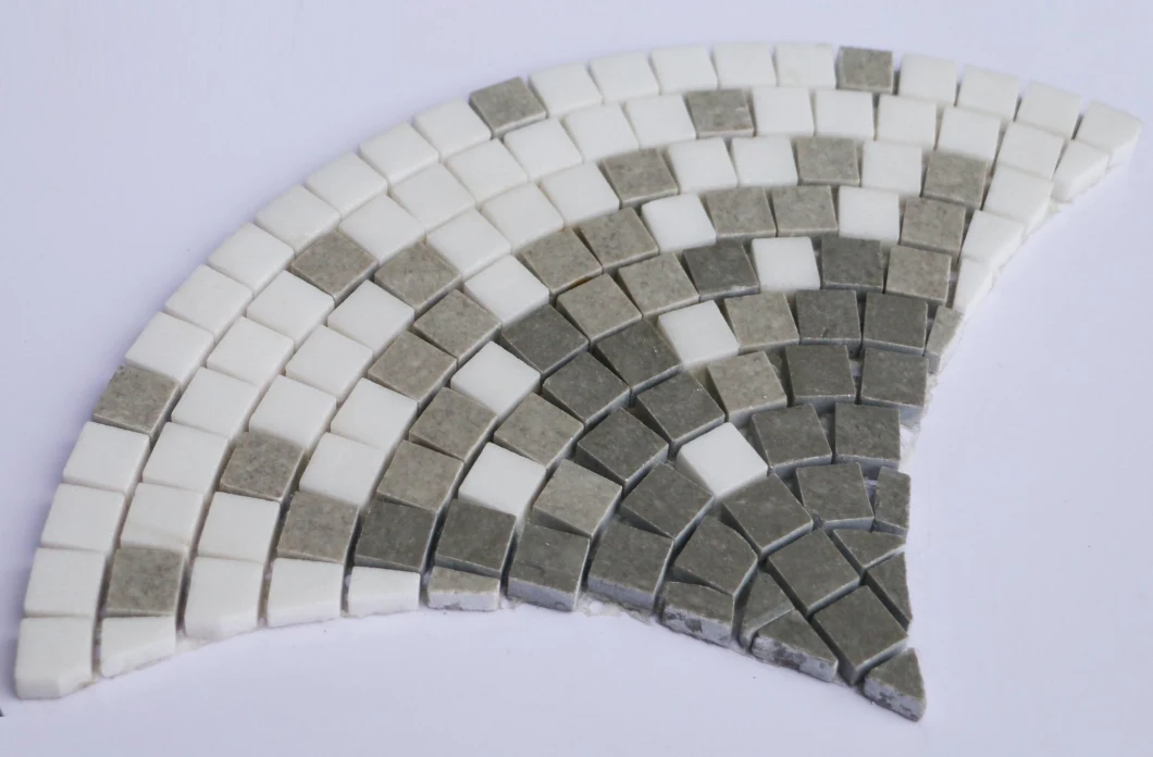 Fan-Shaped Design Grey with White Color Marble Mosaic Pattern