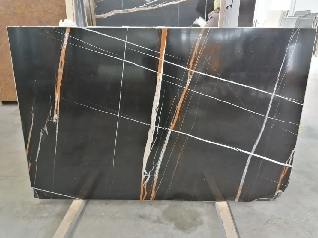 Lobby Wall Gold Veins Black Marble Luxury Decoration Sahara Noir Aziza Black Marble Wall Decoration Lauren Black Marble