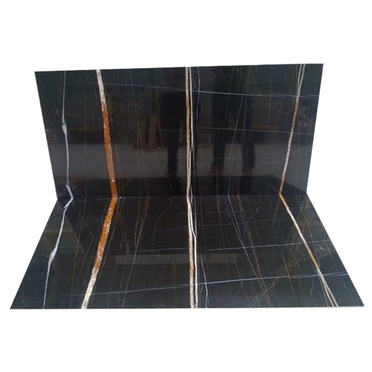 Lobby Wall Gold Veins Black Marble Luxury Decoration Sahara Noir Aziza Black Marble Wall Decoration Lauren Black Marble