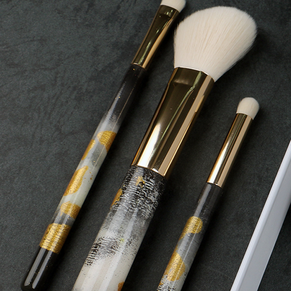 Custom Logo Cosmetics 10PCS/Set White Marble Pattern Soft Powder Eyebrow Eyeliner Makeup Brushes Set Luxury Eye Make up Brushes