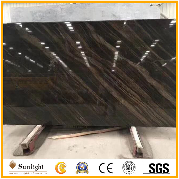 Popular Gold Veins Elegant Quicksand Brown Marble Slabs for Tiles, Countertops