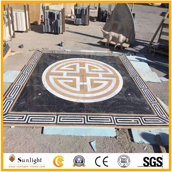 High Quality Yellow/White/Black Oracle Marble Waterjet Medallion for Flooring Decoration