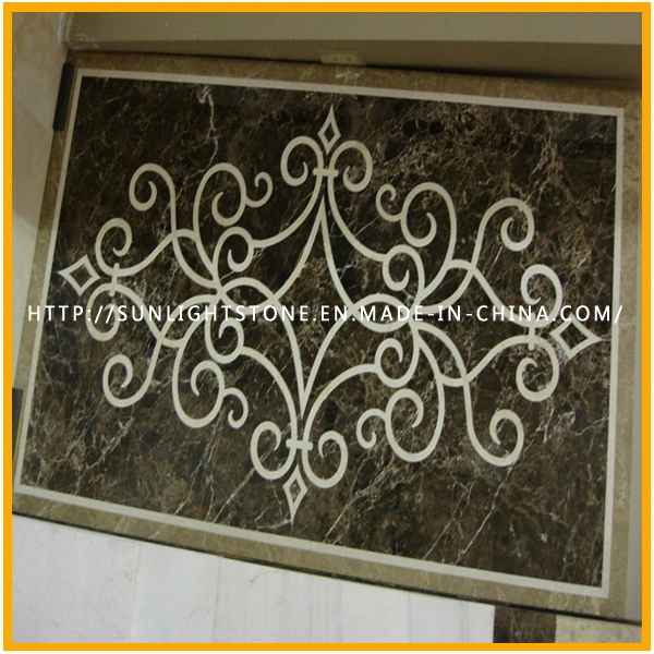 High Quality Yellow/White/Black Oracle Marble Waterjet Medallion for Flooring Decoration