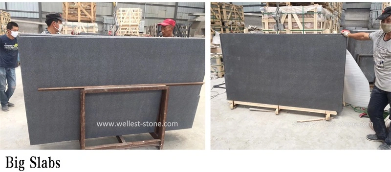 2019 Flamed Brushed Bullnose China Black Granite Steps, New G684 Black Granite Stair Treads