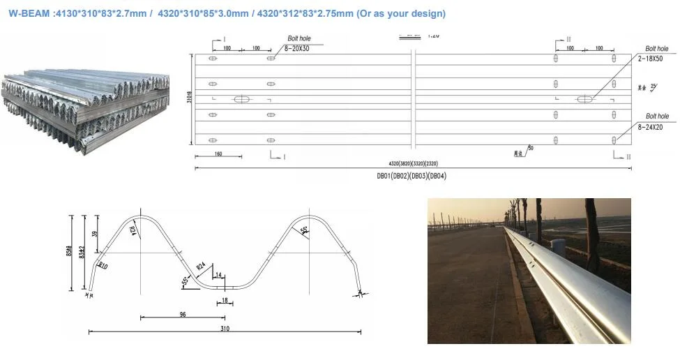 Highway Q235 W-Beam Guardrail Sheets Chinese Suppliers (550g/sqm zinc)