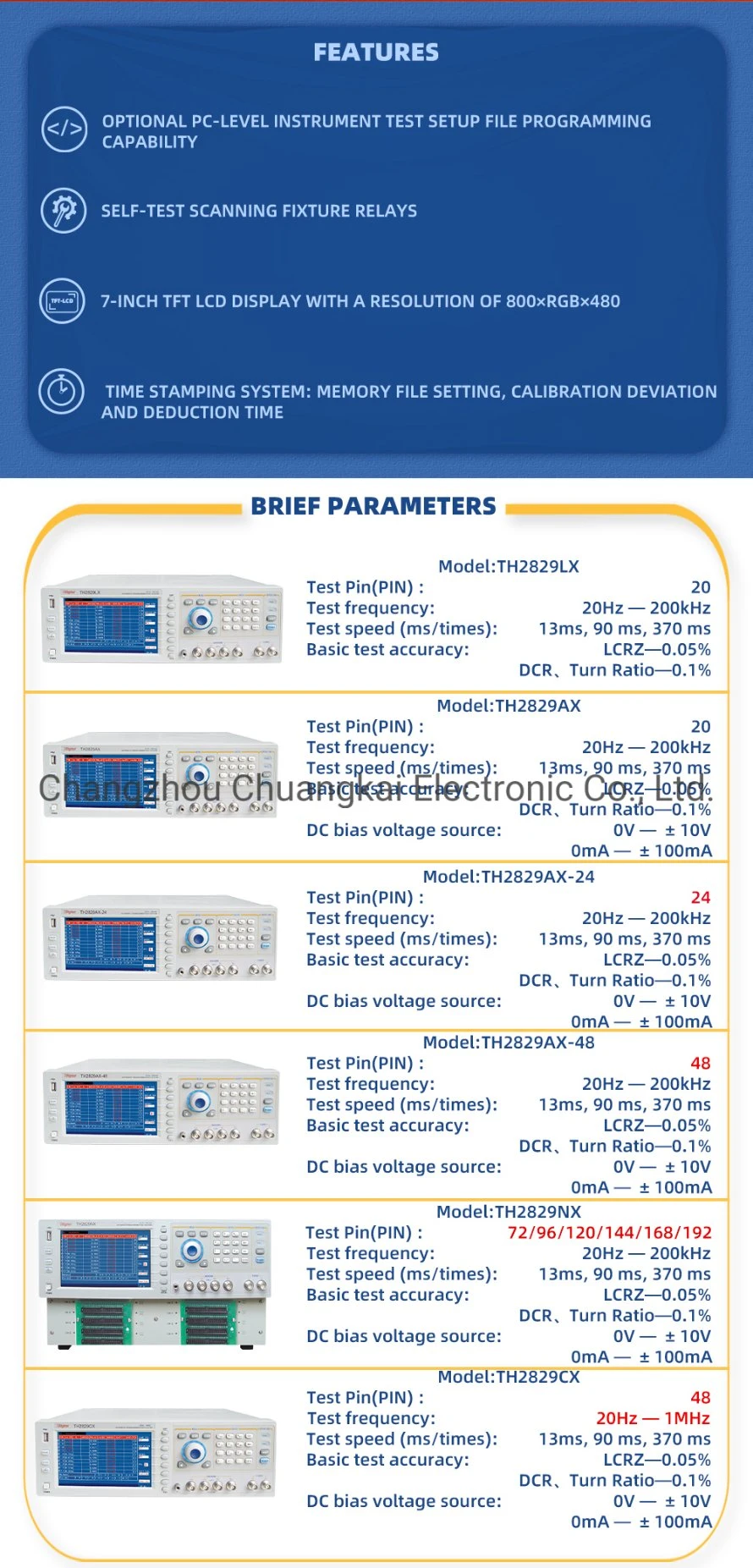 Th2829nx Automatic Transformer Test System 20Hz-200kHz Without Scanning Box with 96pin