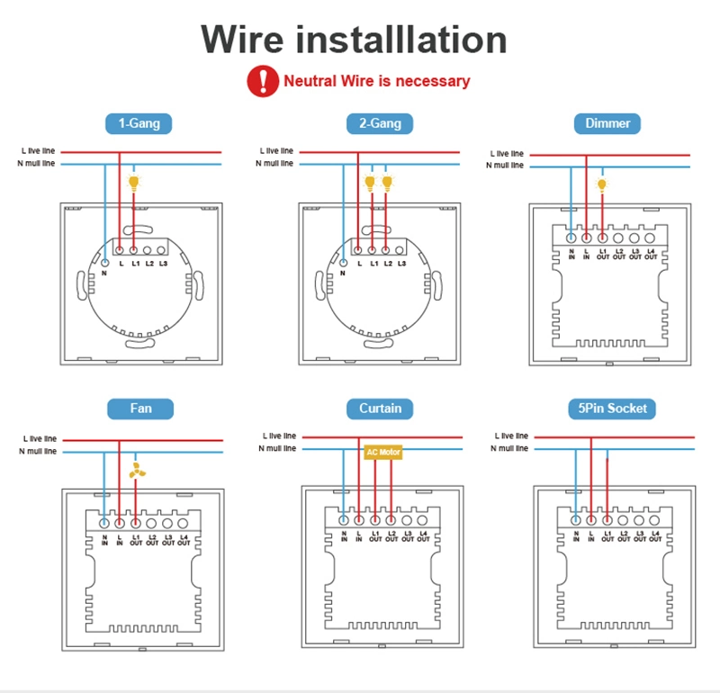 8 Gang WiFi Smart Switch Wall Switch for Smart Home