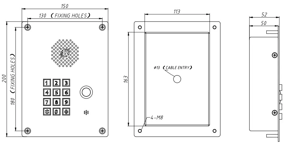 IP66 High Quality Lab Intercom, Analog /SIP/GSM Clean Room Intercom with Full Keypad