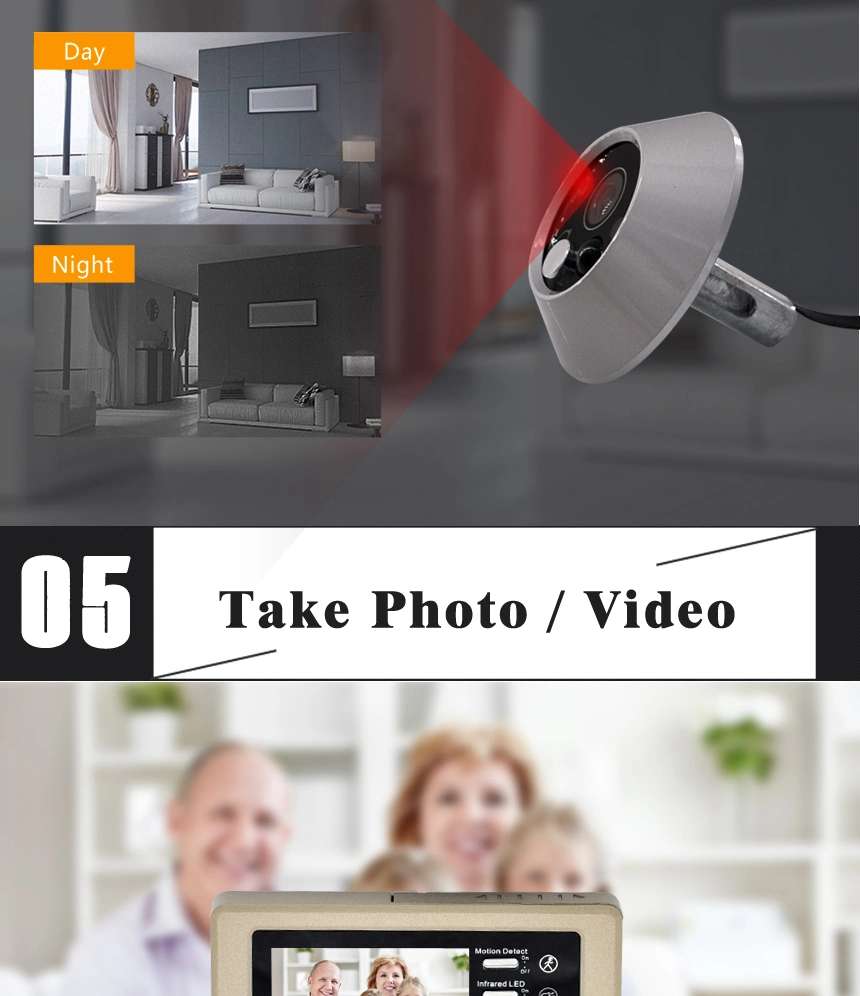 Smart IR Infrared Digital Door Viewer Video Doorbell with Camera Support Motion Detection & Auto Take Photo