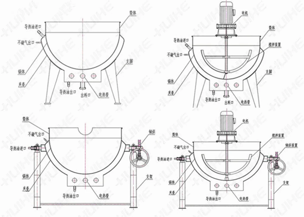 Gas Heating Kettle Steam Jacketed Kettle Bone Soup Kettle