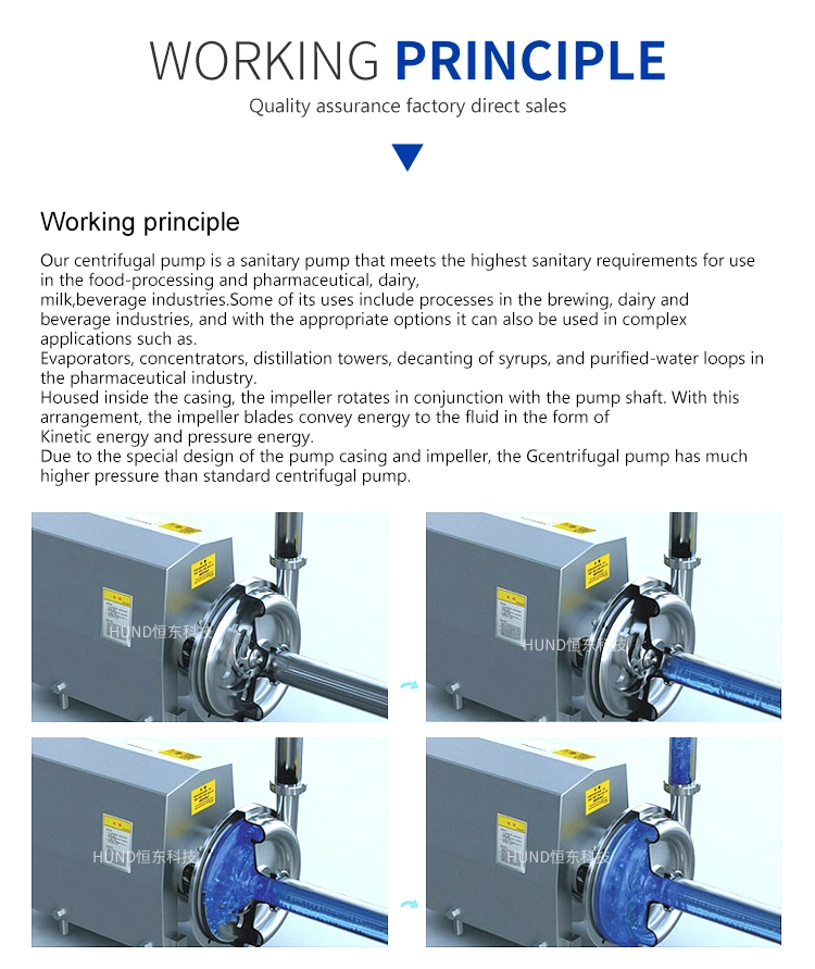 High Quality Sanitary Stainless Steel Liquid Transfer Elivery Pump Centrifugal Pump