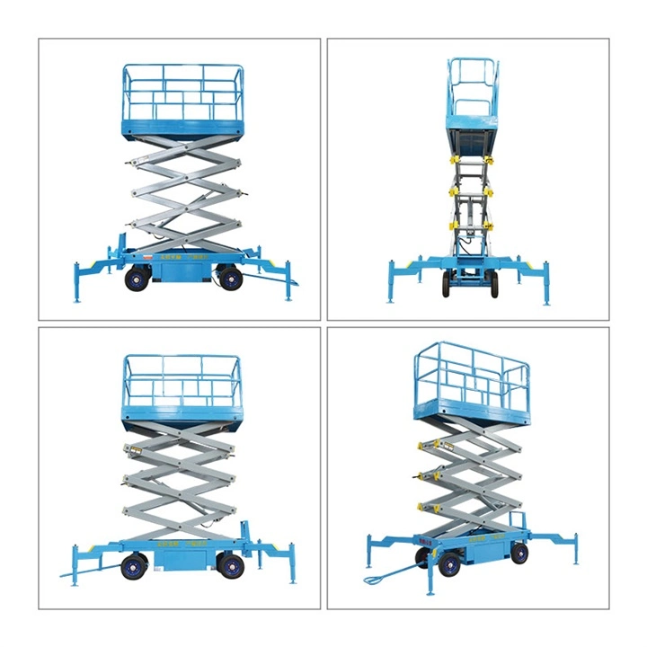 Qiyun Widely Use Hydraulic Mobile Scissor Lifter Man Lift Aerial Work Platform Manual Pushing Mobile Scissor Lift with CE