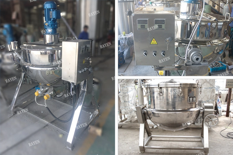 Hot Sale Electric Jacketed Cooking Mixer Machine Jacketed Boiling Pan with Mixer FRP Steam Jacketed Kettle