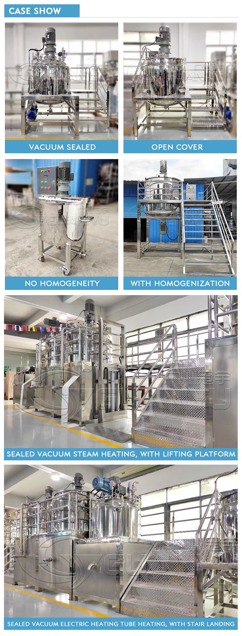 Newest Design Vacuum Ultrasonic Mixer Tank Paste Homogenizer Mixing Tank of Detergent Moisturizer Body Cream