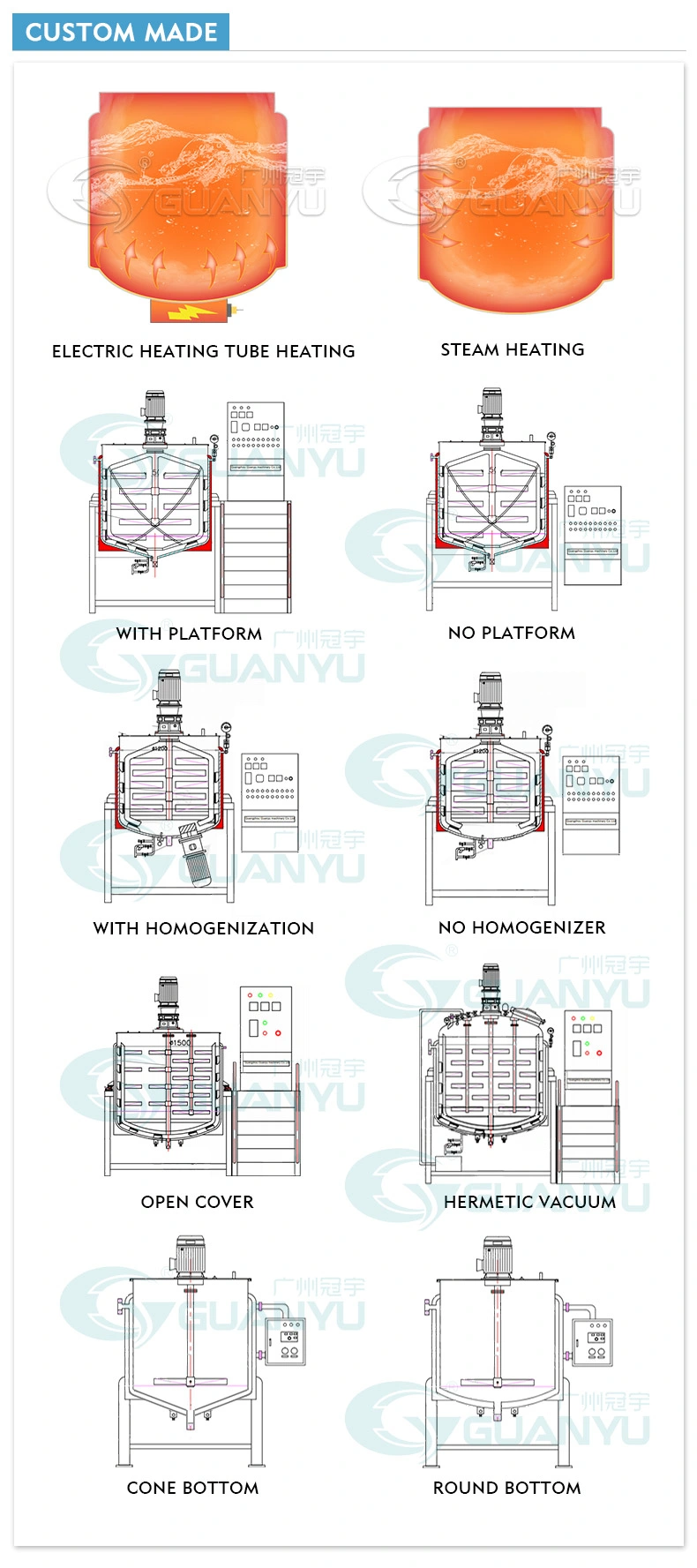 High Quality Electric Heating Mixing Tank Liquid Mixer Tank Conditioner Agitator Vessel Liquid Soap Making Machine