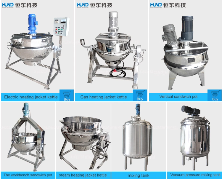 Industrial Vertival Cooking Jacket Kettle with High Shear Emulsifier Mixer and Agitator for Fruit Jam Date Jam Cheese