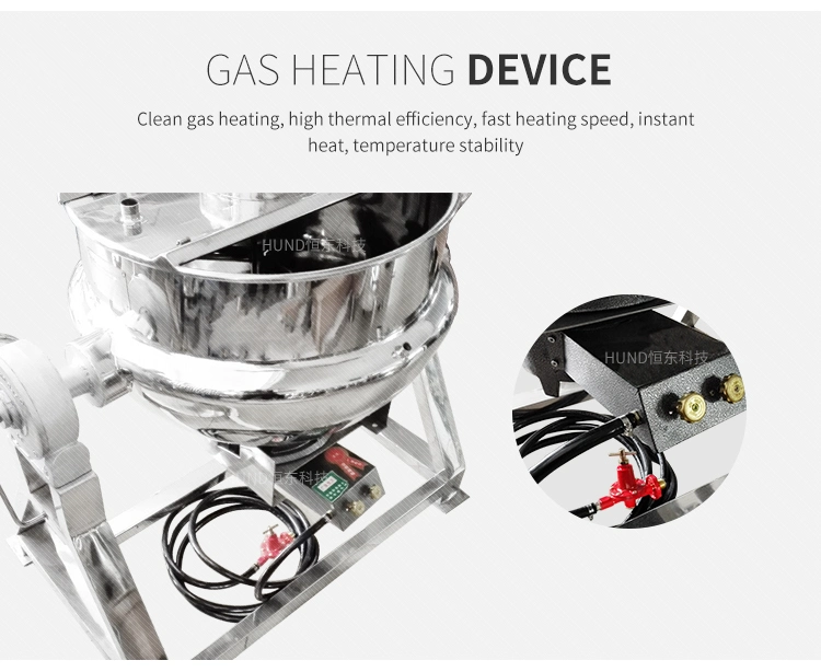 Tilting LPG Gas Heating Jacketed Kettle for Tomato Sauce Ketchup Cooking Mixer