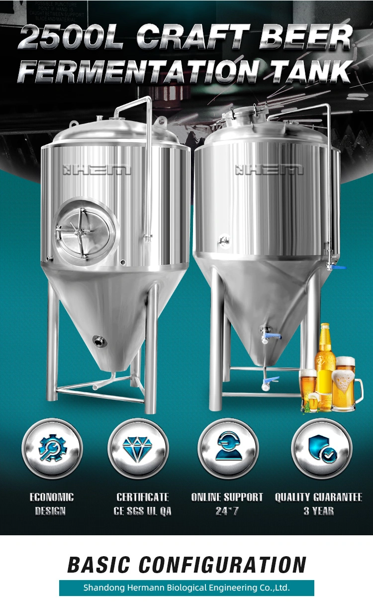 2500L Conical Beer Fermentation Tank for Brewery