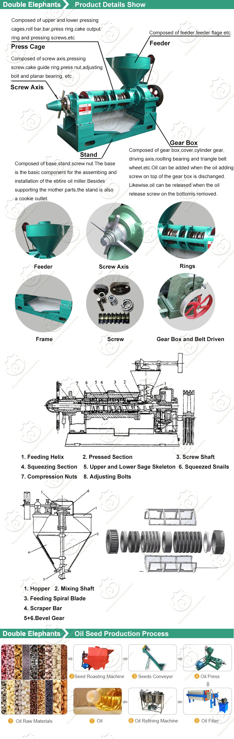 Castor Seeds Oil Extraction Shea Coffee Bean Rice Bran Oil Cold Press Machine