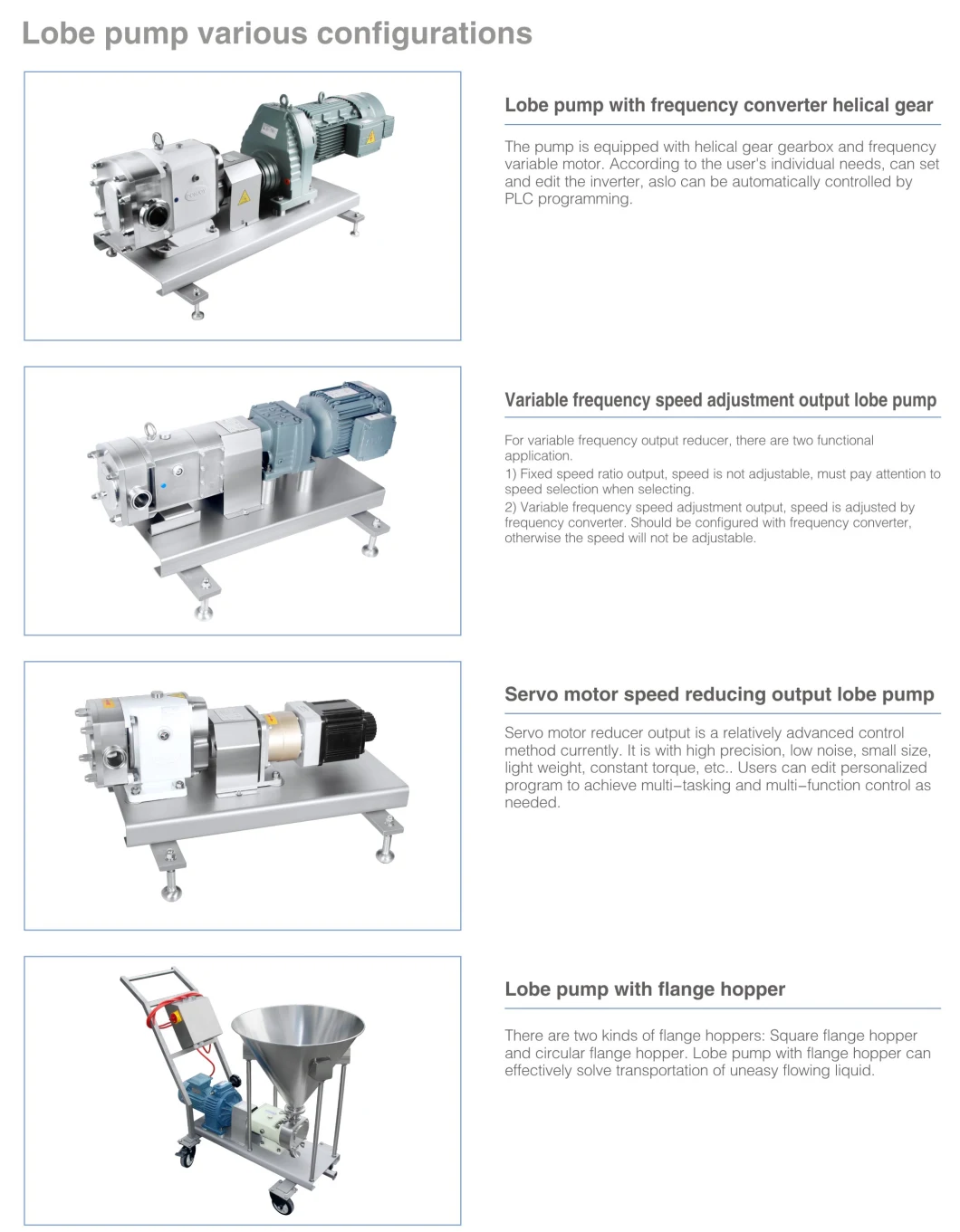 Sanitary Design 3A Certified Explosion Proof Lobe Pump with Drive Unit for Beverage Dairy Industry