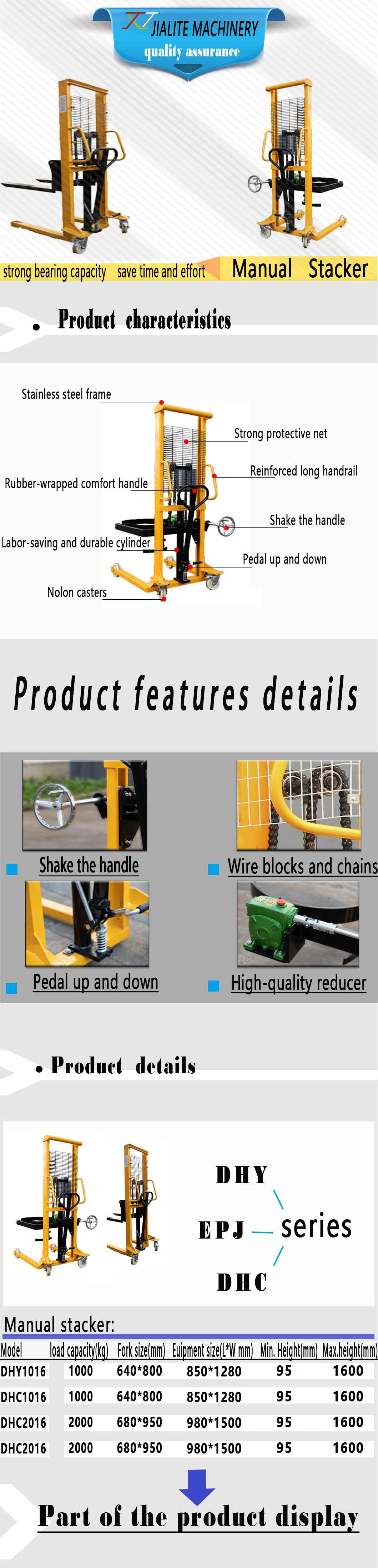 350kg Hydraulic Oil Drum Lifter Hydraulic Forklift Drum Lifter Stacker with ISO9001