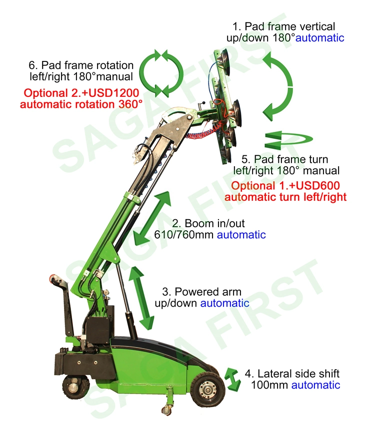 Hydraulic Mobile Vacuum Glass Lifter for Glass Window and Door