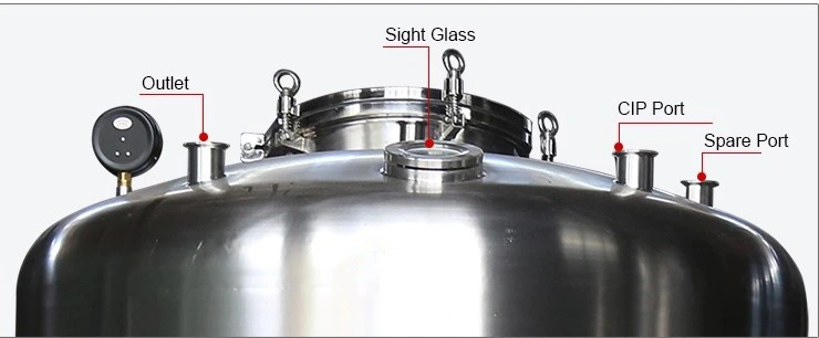 Sanitary Stainless Steel Vertical Liquid Storage Tank with 316L/304