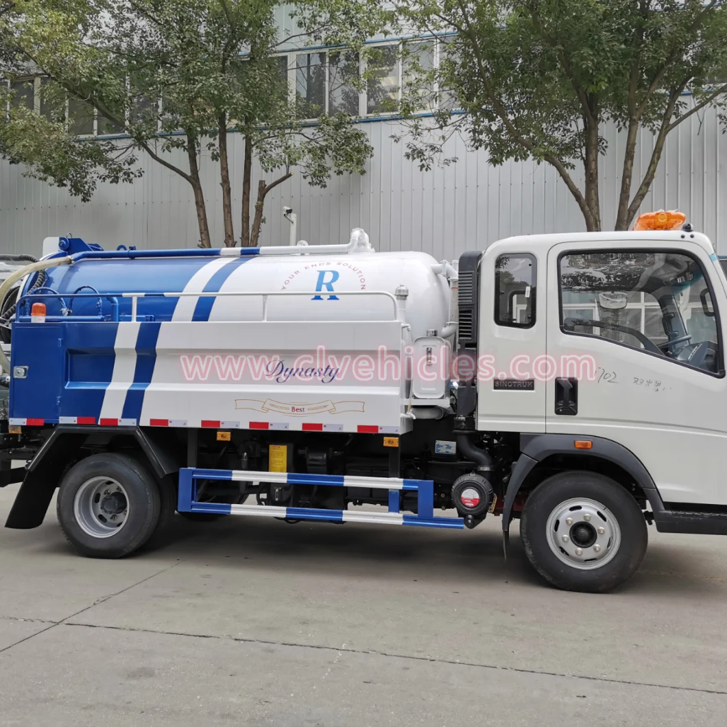 HOWO 5cbm Vacuum Tank Truck Sewage Suction Truck Vacuum Truck Suction Truck