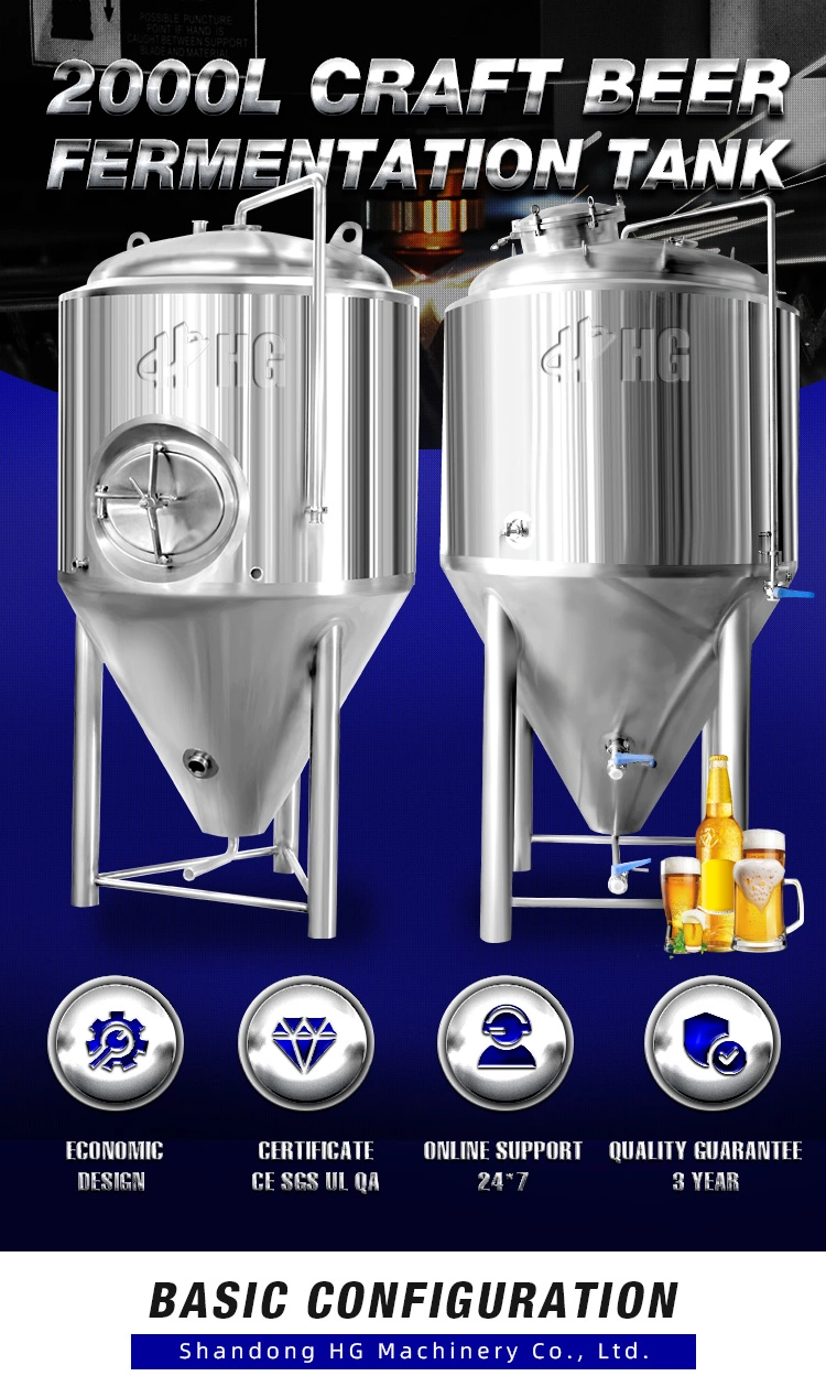 1000L 2000L 3000litre 4000L 5000liters 10bbl 20bbl 30bbl 40bbl 50bbl 20hl Stainless Steel Beer Red Fruit Wine Fermentation Fermentation Fermenter Tank Equipment