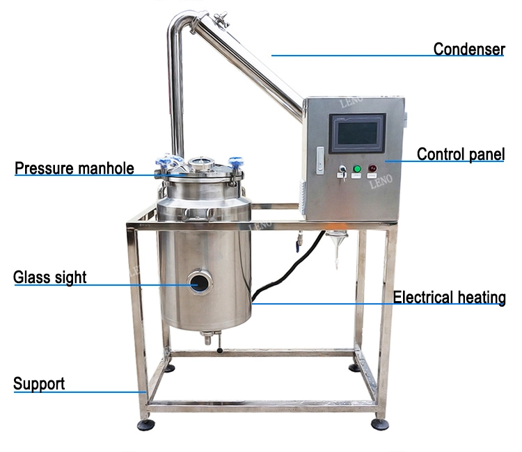 Pharmacy Stainless Steel Centriation Extraction Tank with Condenser