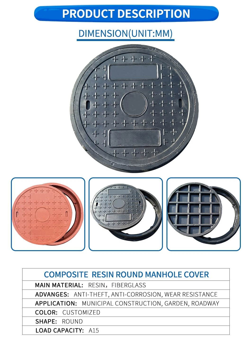 Security SMC Square Sanitary Sewer Manhole Cover