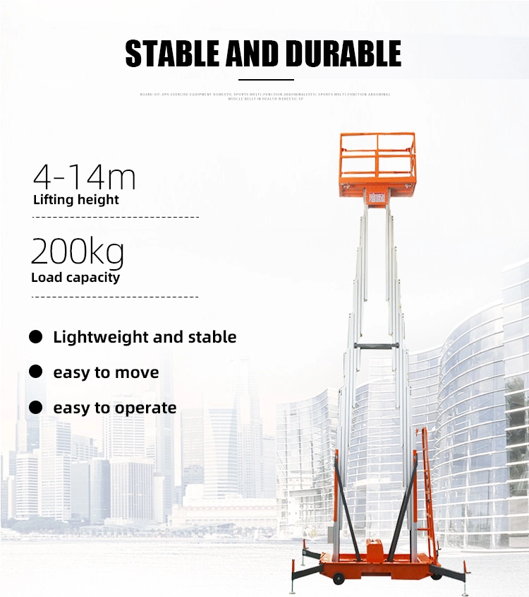 4m Double Mast Lift Table Hydraulic Electric Mobile Mast Lifter