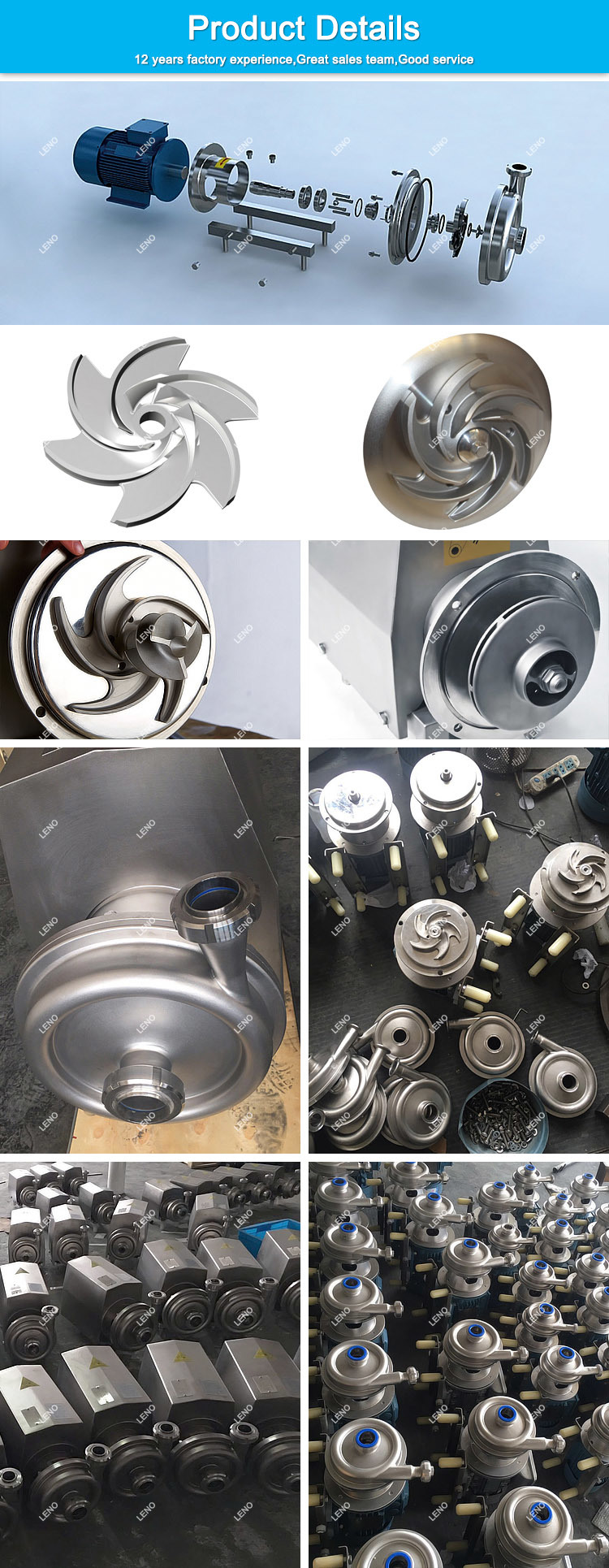 Leno Price SS304 SS316L Food Grade Stainless Steel Centrifugal Pump Water Milk Juice Beverage Liquid Transfer Impeller Pump Sanitary Centrifugal Pump