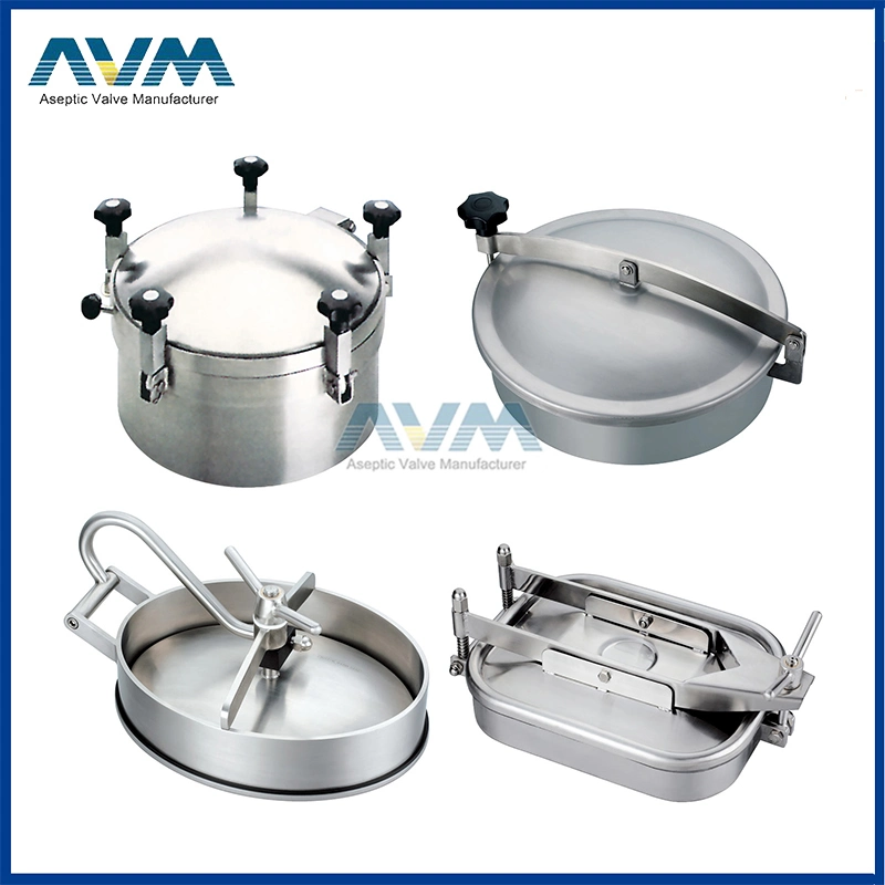 Stainless Steel Sanitary High Pressure Manway Door Manhole Cover with Full Glass for Tank