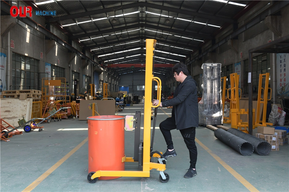 Mini Manual Stacker Lifting Equipment Hydraulic Hand Oil Drum Grab Lifter