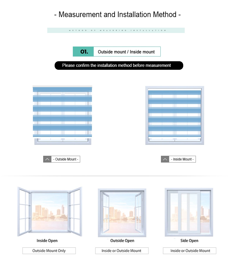 Kitchen Window Blinds Anti-UV Dual Layer Waterproof Zebra Blinds