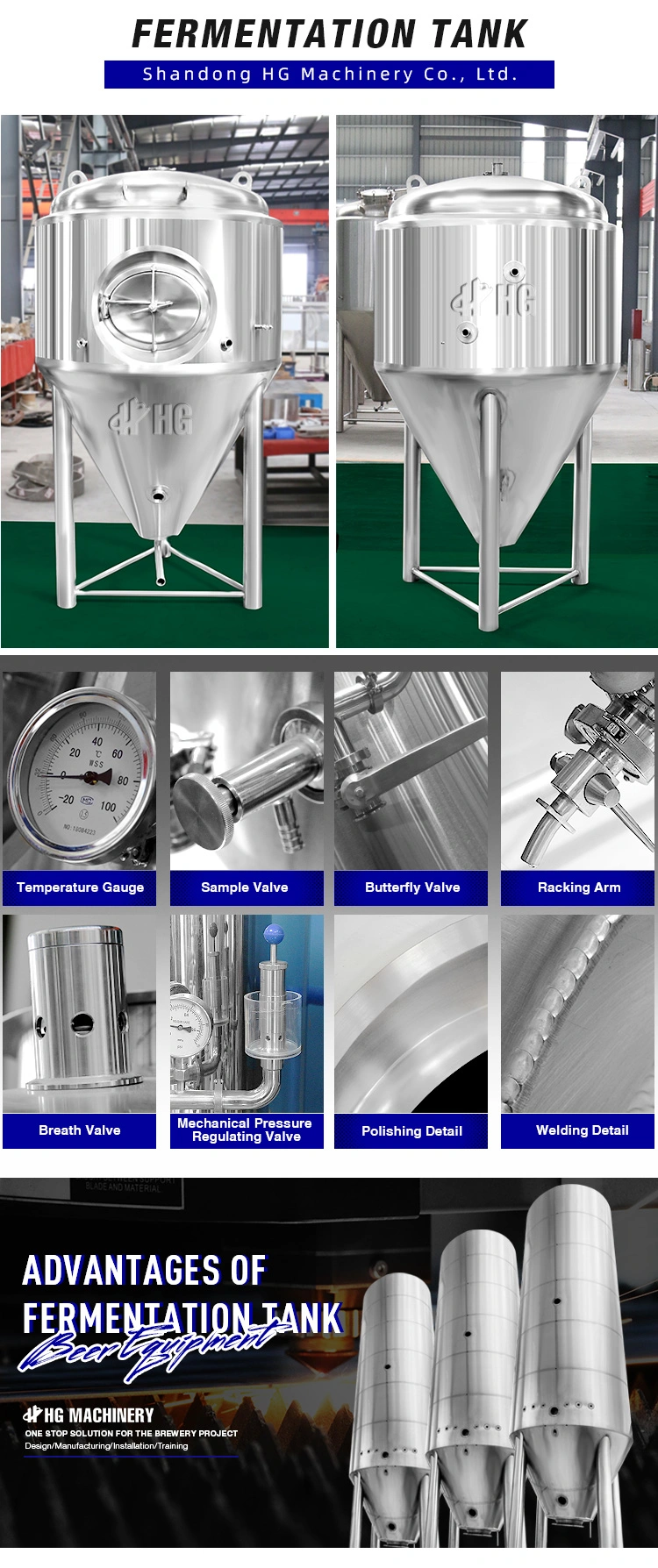 5bbl Stainless Steel Beer Fermentation Equipment Small Fermentation Tank